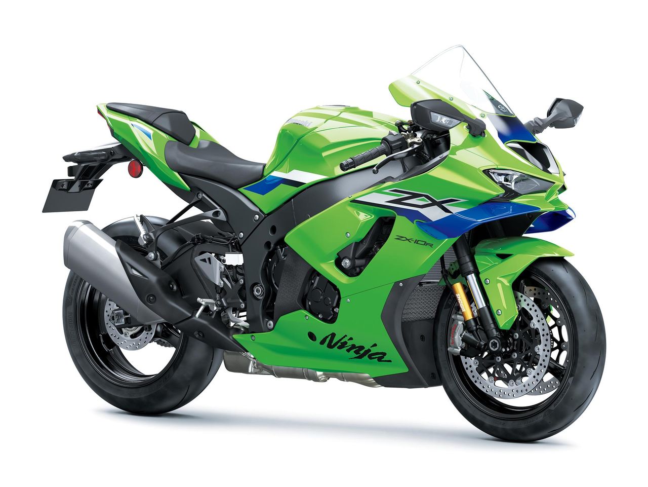 2026 Kawasaki Ninja ZX-10R Lime Green sağ ön üç çeyrek görünüm