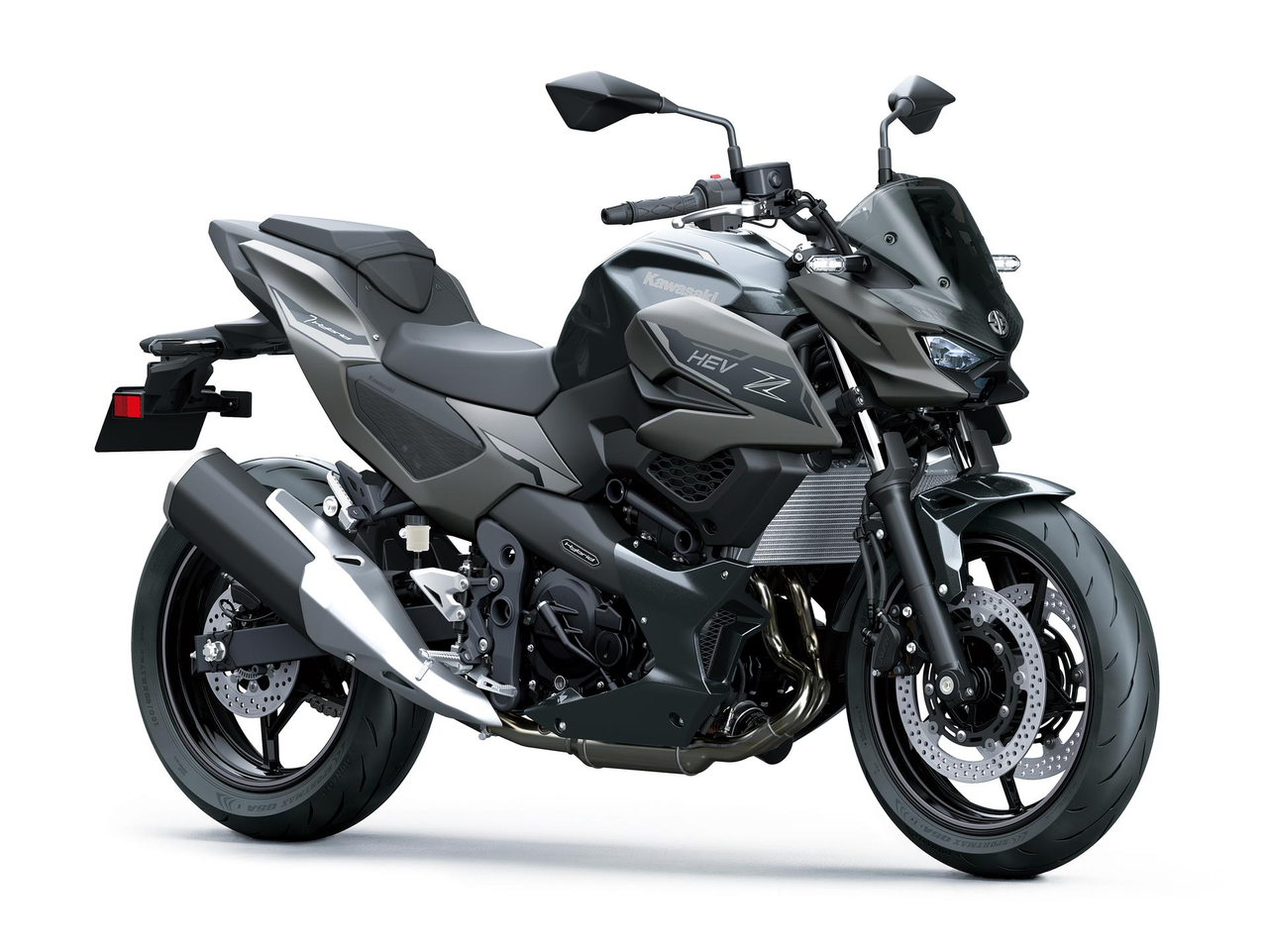 Kawasaki Z7 Hybrid Metallic Matte Graphenesteel Gray sağ ön üç çeyrek görünüm