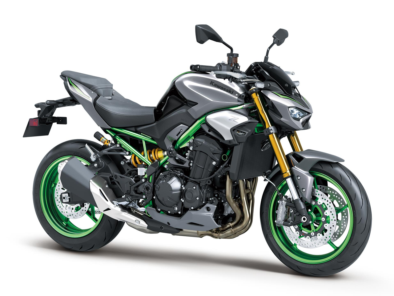 2025 Kawasaki Z900 SE gri ve siyah sağ ön üç çeyrek görünüm
